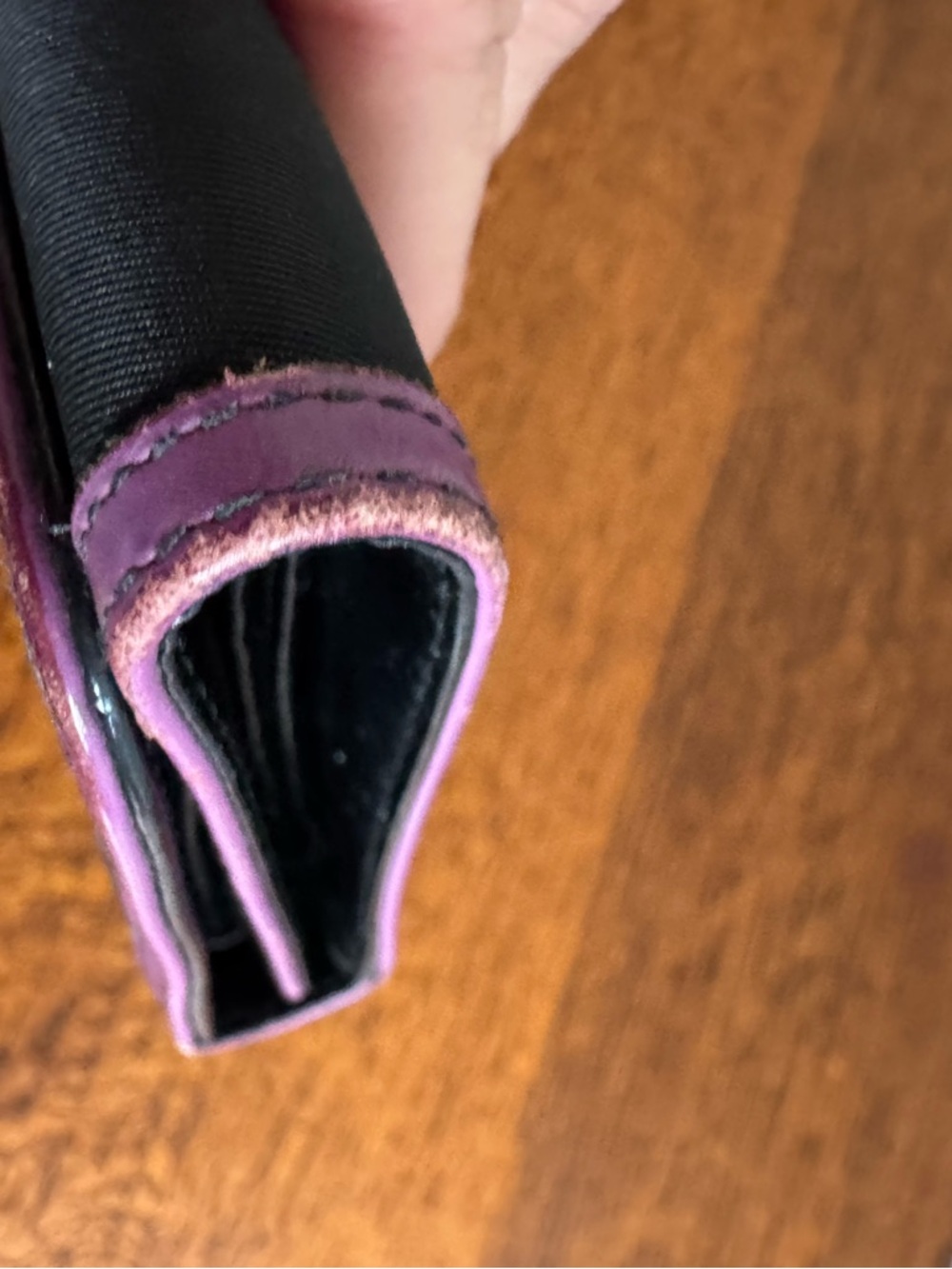 Prada Vintage Tessuto Nylon Wallet - Black with Purple Trim - Picture 11 of 14